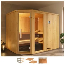 Sauna WEKA "Varberg 4", beige (natur), ohne Ofen, (ohne Ofen), Saunen, ohne Ofen