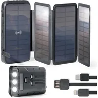 Roboparts Solar Powerbank L3S4W-20000mAh Handy-Solarladegerät mit USB Kabeln für Camping und Outdoor, Powerbank