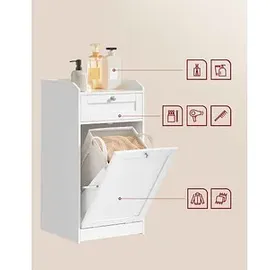 VASAGLE Badezimmerschrank mit Wäschekorb 40 x 40 x 80,2 cm weiß
