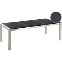 Beliani Gartentisch Schwarz, Silber, Stein, Quadratisch, 100x74x220 cm GROSSETO