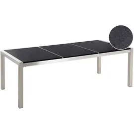 Beliani Gartentisch Schwarz, Silber, Stein, Quadratisch, 100x74x220 cm GROSSETO