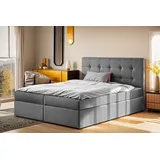 Kaiser Möbel Boxspringbett mit matratze und bettkasten, Schlafbett LUDANO stoff Noel 140x200 cm Grau