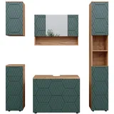 Vicco Badmöbel-Set Irma, Grün 5-teilig Hochschrank Midischrank 81 cm