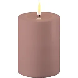 Deluxe Homeart LED Real Flame Outdoor Stumpenkerze staubig rot, Ø7,5 x H10cm, staubig rot