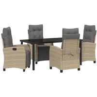 VidaXL 5-teiliges Garten-Ess-Set Beige Poly Rattan