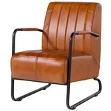 MASSIVMOEBEL24.DE Sessel Echtleder 59x84x85 cognac IRON Label #21