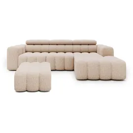 Livora Eckcouch Chenille 2-Sitzer Beige