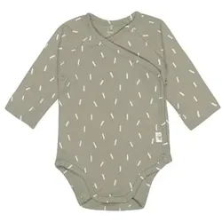 LÄSSIG Baby Wickelbody langarm Striche Oliv, 50/56