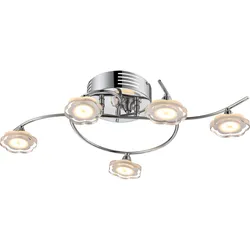 25 Watt LED Decken Leuchte Lampe Chrom Acryl Kristalle Blütenform