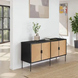 Tectake Sideboard Juna 150 x 77 x 47 cm Schwarz/Braun