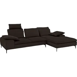 W.Schillig Ecksofa "valentinoo, Designsofa, bequem, elegant und zeitlos, L-Form", braun (braun z59), B:299cm H:83cm T:178cm, Longlife Xtra-Leder Z59: Glattleder mit modischer Prägung.