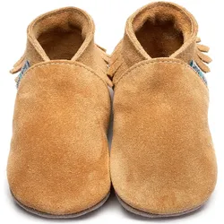 Moccasin Suede Kleinkinder Krabbelschuhe, Hellbraun (Tan)