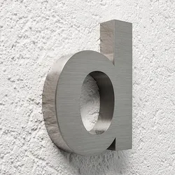 3D Hausnummer d Edelstahl V2A unbeleuchtet Arial