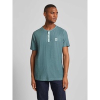 T-Shirt mit Serafino-Ausschnitt, Blau, XL