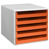 M&M Schubladenbox orange 30050959, DIN A4 mit 5 Schubladen
