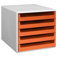 M&M Schubladenbox orange 30050959, DIN A4 mit 5 Schubladen
