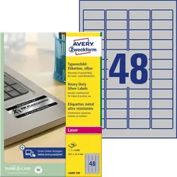 Avery Zweckform Typenschild-Etiketten 45,7x21,2mm elektronische Komponenten VE=100 Bogen/4.800 Etiketten silber