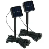 Lunartec 2er-Set Solar-Lichterketten, 100 LEDs, 8 Modi, 12 m, Dämmerungssensor