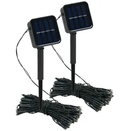 Lunartec 2er-Set Solar-Lichterketten, 100 LEDs, 8 Modi, 12 m, Dämmerungssensor