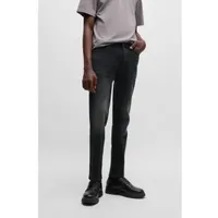 BOSS für Herren. 50517492 Tapered Fit Jeans aus tiefschwarzem Stretch-Denim (33/32), Lässig, Bio-Baumwolle, Nachhaltig