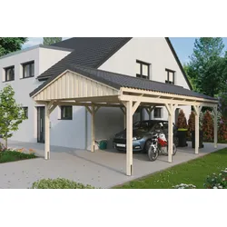 Einzelcarport SKANHOLZ "Fichtelberg", beige (natur), H: 379cm, Carports, mit Dachlattung