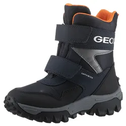 Winterboots GEOX "J HIMALAYA BOY B ABX", Kinder, Gr. 34, blau (navy), Textil, Lederimitat, casual, Schuhe, Snowboots, Klettstiefel, Kindergartenschuh mit Profillaufsohle