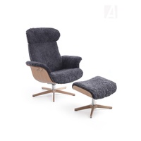 CONFORM Relaxsessel TIMEOUT mit Holz/Alu-Fuß, Schaffell CHARCOAL