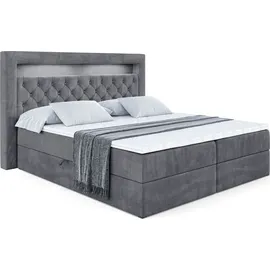 altdecor BOXBETT LED mit H4-Matratze und Lattenrost - NOEL GOLD - 160x200 Dunkelgrau