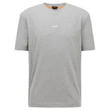 Boss T-Shirt mit Brand-Schriftzug, Mittelgrau, M