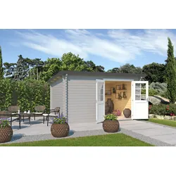 Gartenhaus Evolution 44 - Lichtgrau inkl. Trapezblech Dach