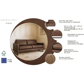 Home Affaire 3-Sitzer HOME AFFAIRE "Pinto, 206 cm, Cord, Chenille, Lederoptik", braun, B:206cm H:85cm T:97cm, Kunstleder (65% Polyester, 35% Lederfasern);Cord (92% Polyester, 8% Polyamide), Sofas, mit Keder, schwarze Metallfüße, Wellenunterfederung