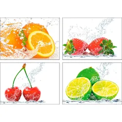 Poster ARTLAND "Früchte mit Spritzwasser", bunt (farbe bild(er): bunt), B:42cm H:29,7cm, Papier, Bilder, Poster, Wandbild, Bild, Wandposter
