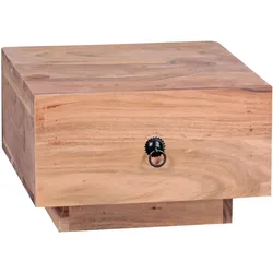 KADIMA DESIGN Design Nachttisch MUMBAI Massiv-Holz Akazie 40x40x25 cm, Moderne Nacht-Kommode mit Schublade, Nachtschrank Natur-Holz
