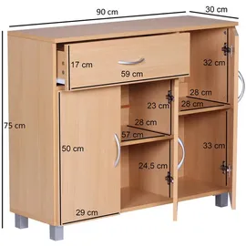 Wohnling Sideboard 90 x 75 x 30 cm buche nachbildung