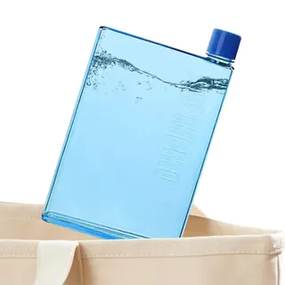 Piomoner Flache Wasserflasche, A5 Wasserflasche, quadratische Wasserflasche, flache Wasserflasche für Handtasche, kleine Wasserflasche, BPA-Wasserflasche, 350 ml/420 ml, Buchtrinkflasche für Sport,