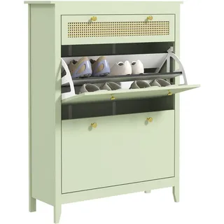 Homcom Schuhschrank Grün 88x120x30 cm, Garderobe, Schuhaufbewahrung, Schuhschränke