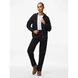 Pieces Kapuzensweatshirt "PCCHILLI LS ZIP HOODIE NOOS BC", Damen, Gr. XL, schwarz, Sweatware, Obermaterial: 60% Baumwolle, 40% Polyester, unifarben, regular fit normal, ohne Ausschnitt, Rippbündchen, Sweatshirts, Baumwollmischung, regular fit