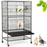 Yaheetech Vogelkäfig Vogelvoliere 79 x 52 x 132 cm schwarz