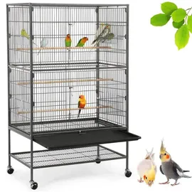 Yaheetech Vogelkäfig Vogelvoliere 79 x 52 x 132 cm schwarz