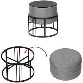 [en.casa] Hocker, Multifunktionaler stapelbarer Sitzhocker Tas 2er Set rund Hellgrau