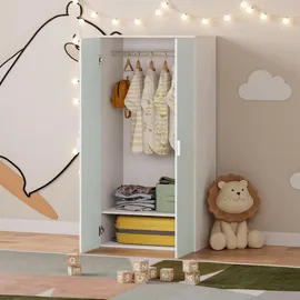 [en.casa] Kinderkleiderschrank Sandnes 123 x 60 x 40 cm MDF weiß/mintgrün
