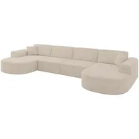 altdecor Wohnlandschaft MARI-U2 - 388x171x79 cm, Beige Velours
