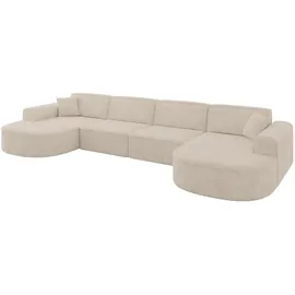 altdecor Wohnlandschaft MARI-U2 - 388x171x79 cm, Beige Velours