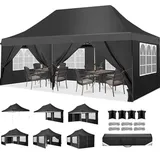 TOOLUCK Faltpavillon 3X6, Pavillon 3x6m Wasserdicht Stabil Winterfest, Faltbar Partyzelt mit 6 Seitenwänden & 4 Sandsack Pop up Gartenpavillon Anti-UV für Hochzeiten, Freien, Lichtblau