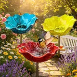 Bienentränke für den Garten,Blumen Gartenstecker Vogeltränke,Handgefertigte Metallblume als Vogelbad & Insektenwasserstelle, Gartenstecker für draußen Naturliebhaber (3*C)