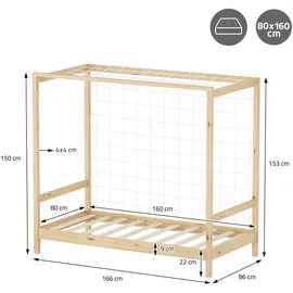 ML-Design Kinderbett Fußballtor 80 x 160 cm Kiefer natur