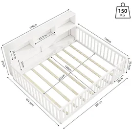 SOFTWEARY Kinderbett mit Lattenrost 140 x 200 cm Kiefer weiß
