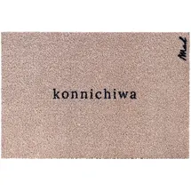 Mad About Mats Fußmatte Aya, Türvorleger, Schmutzfangteppich, Outdoor & Indoor, mit Spruch Konnichiwa, japanisch, Japan, rutschfest, waschbar, pflegeleicht, Beige, 50 x 75 cm