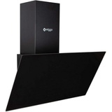 Wiggo 60 cm Kopffrei Schwarz | Schräghaube mit Touch-Steuerung, 3 Stufen, LED-Beleuchtung | Geräuscharm, Umluft/Abluft, Fettfilter & 2x Aktivkohlefilter – Moderne Küche