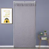 Surwin Thermovorhang Kälteschutz Tür, Wärmeschutzvorhang für Türen Thermovorhang Kälteschutz Haustür Winter Thermo Vorhang Gegen Kälte für Terrasse, Küche, Schlafzimmer (90 * 190cm,Grau)